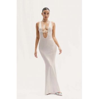 GOD SAVE QUEENS rochie NYMPH DRESS culoarea alb, maxi, evazati, GSQ-71-313