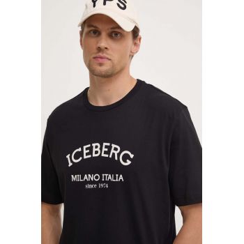 Iceberg tricou din bumbac culoarea negru, cu imprimeu