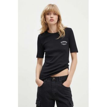 Iceberg tricou din bumbac femei, culoarea negru, F071 6302