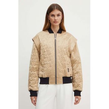 Karl Lagerfeld geaca bomber femei, culoarea bej, de tranzitie, 245W1506