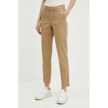 Levi's pantaloni femei, culoarea bej, mulata, high waist