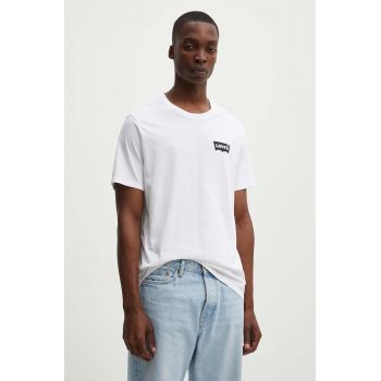 Levi's tricou din bumbac barbati, culoarea alb, cu imprimeu