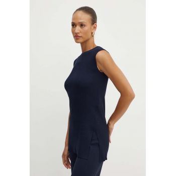 Max Mara Leisure bluza femei, culoarea albastru marin, neted, 2426366027600