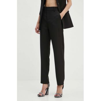 Moschino Jeans pantaloni femei, culoarea negru, drept, high waist, 0332.8227