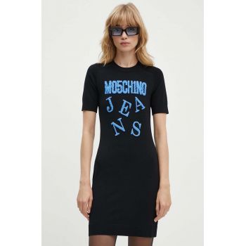 Moschino Jeans rochie culoarea negru, mini, mulata, 0491.8205