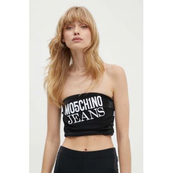 Moschino Jeans top femei, culoarea negru, decolteu spaniol, 0809.8238