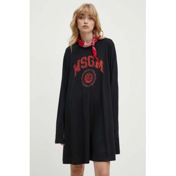 MSGM rochie din bumbac culoarea negru, mini, oversize, 3741MDA78.247798