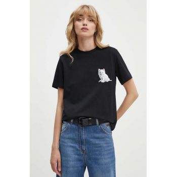 MSGM tricou din bumbac femei, culoarea negru, 3741MDM139.247798