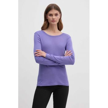 United Colors of Benetton longsleeve din bumbac culoarea violet