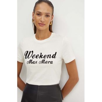 Weekend Max Mara tricou din bumbac femei, culoarea bej, 2425976031600