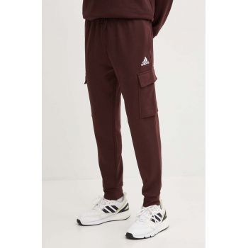 adidas pantaloni de trening culoarea maro, neted, IY9092