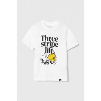 adidas tricou de bumbac pentru copii POS TABLE culoarea alb, cu imprimeu, IW2477