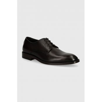 BOSS pantofi de piele Derrek barbati, culoarea maro, 50522941