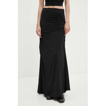 Gestuz fusta culoarea negru, maxi, drept, 10909256