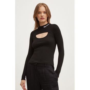 Karl Lagerfeld Jeans pulover femei, culoarea negru, light, cu turtleneck, 245J2001