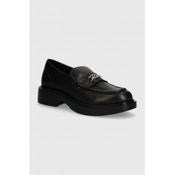 Karl Lagerfeld mocasini de piele MACIE femei, culoarea negru, cu platforma, KL41213