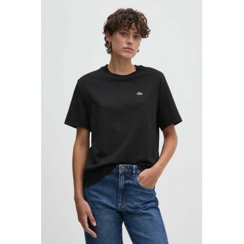 Lacoste tricou din bumbac femei, culoarea negru, TF7215