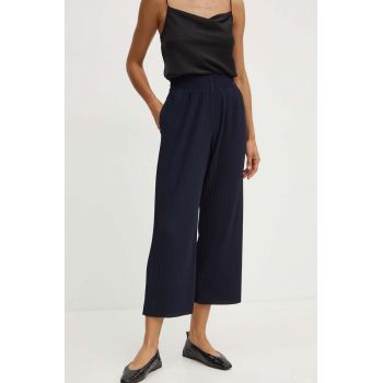 Max Mara Leisure pantaloni femei, culoarea albastru marin, fason culottes, high waist, 2426786027600