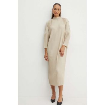 Max Mara Leisure rochie culoarea bej, midi, oversize, 2426626067600