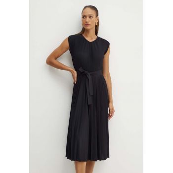 Max Mara Leisure rochie culoarea negru, midi, evazati, 2426626077600