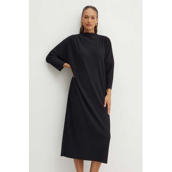 Max Mara Leisure rochie culoarea negru, midi, oversize, 2426626067600