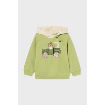 Mayoral bluza bebe culoarea verde, cu glugă, cu imprimeu, 2460