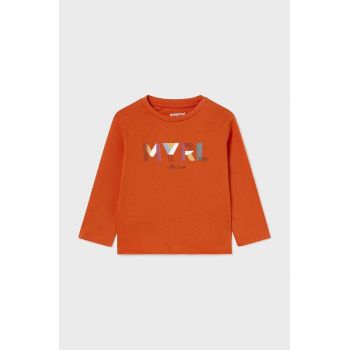 Mayoral longsleeve din bumbac pentru bebeluși culoarea portocaliu, cu imprimeu, 108