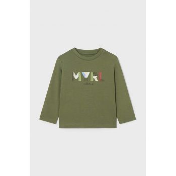 Mayoral longsleeve din bumbac pentru bebeluși culoarea verde, cu imprimeu, 108