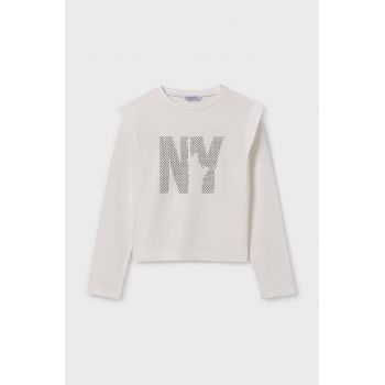 Mayoral longsleeve din bumbac pentru copii culoarea alb, 7012