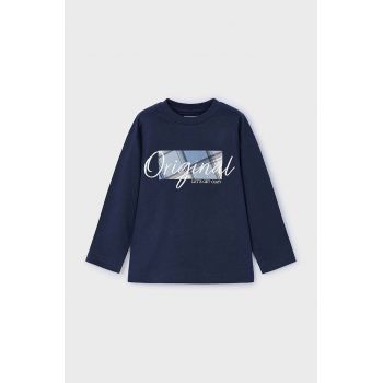 Mayoral longsleeve din bumbac pentru copii culoarea albastru marin, cu imprimeu, 4046