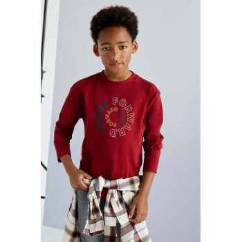 Mayoral longsleeve din bumbac pentru copii culoarea bordo, cu imprimeu, 842