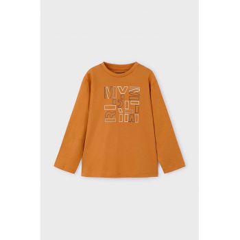 Mayoral longsleeve din bumbac pentru copii culoarea portocaliu, cu imprimeu, 173