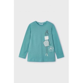 Mayoral longsleeve din bumbac pentru copii culoarea turcoaz, 4073