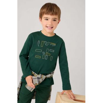 Mayoral longsleeve din bumbac pentru copii culoarea verde, cu imprimeu, 173