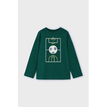 Mayoral longsleeve din bumbac pentru copii culoarea verde, cu imprimeu, 4044