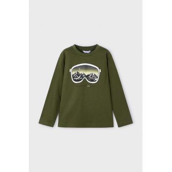 Mayoral longsleeve din bumbac pentru copii culoarea verde, cu imprimeu, 4056