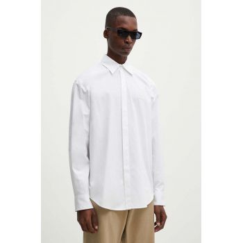 MSGM camasa din bumbac barbati, culoarea alb, cu guler italian, relaxed, 3740ME02.247505
