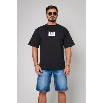 Tricou supradimensionat din amestec de bumbac cu imprimeu