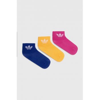 adidas Originals sosete copii KIDS ANKLE SOCK 3-pack culoarea galben, IY6696