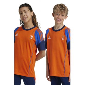 adidas Performance tricou de bumbac pentru copii JUVE TEEY culoarea portocaliu, cu imprimeu, IS5806