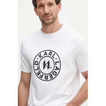 Karl Lagerfeld tricou barbati, culoarea alb, cu imprimeu, 543221.755080