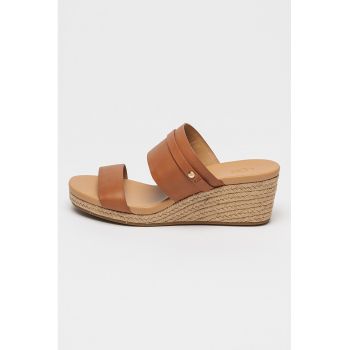 Papuci wedge de piele Ebelle