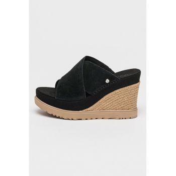 Papuci wedge de piele intoarsa Abbot