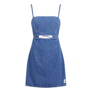 Rochie din denim cu siret decorativ