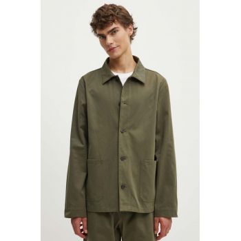 A.P.C. geaca veste kerlouan logo barbati, culoarea verde, de tranzitie, COGEW.H03205