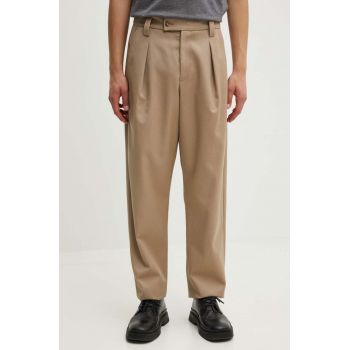 A.P.C. pantaloni de lana pantalon renato culoarea bej, drept, WVBBF.H08428