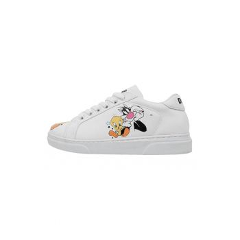 Pantofi sport din piele ecologica cu imprimeu cu desene animate Best Of Tweety And Silvester