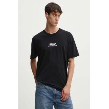 Vans tricou din bumbac barbati, culoarea negru, cu imprimeu, VN000HFFBLK1