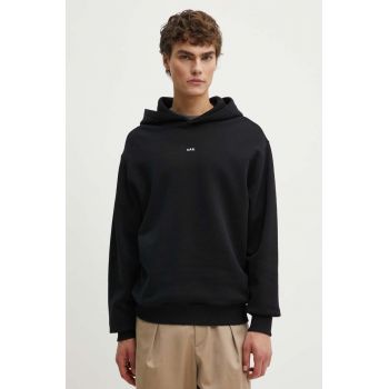 A.P.C. hanorac de bumbac hoodie boxy micro logo GOTS barbati, culoarea negru, cu glugă, neted, COHBX.H27911