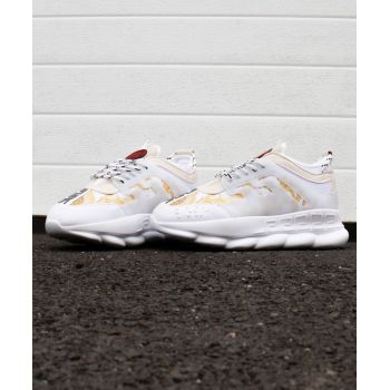 Adidasi din piele ecologica - CHAIN Gold & White